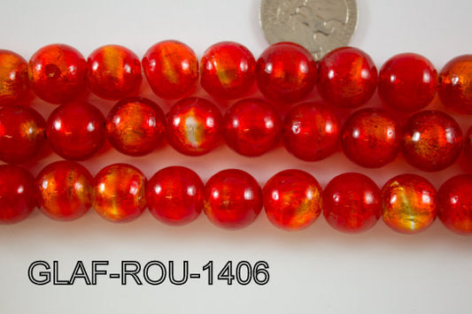 Foil Glass Bead Round 14mm 20pcs GLAF-ROU-1406