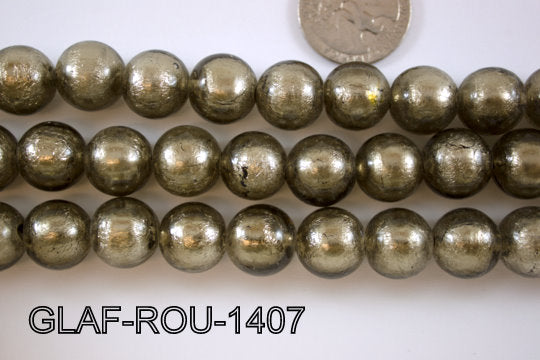 Foil Glass Bead Round 14mm 20pcs GLAF-ROU-1407