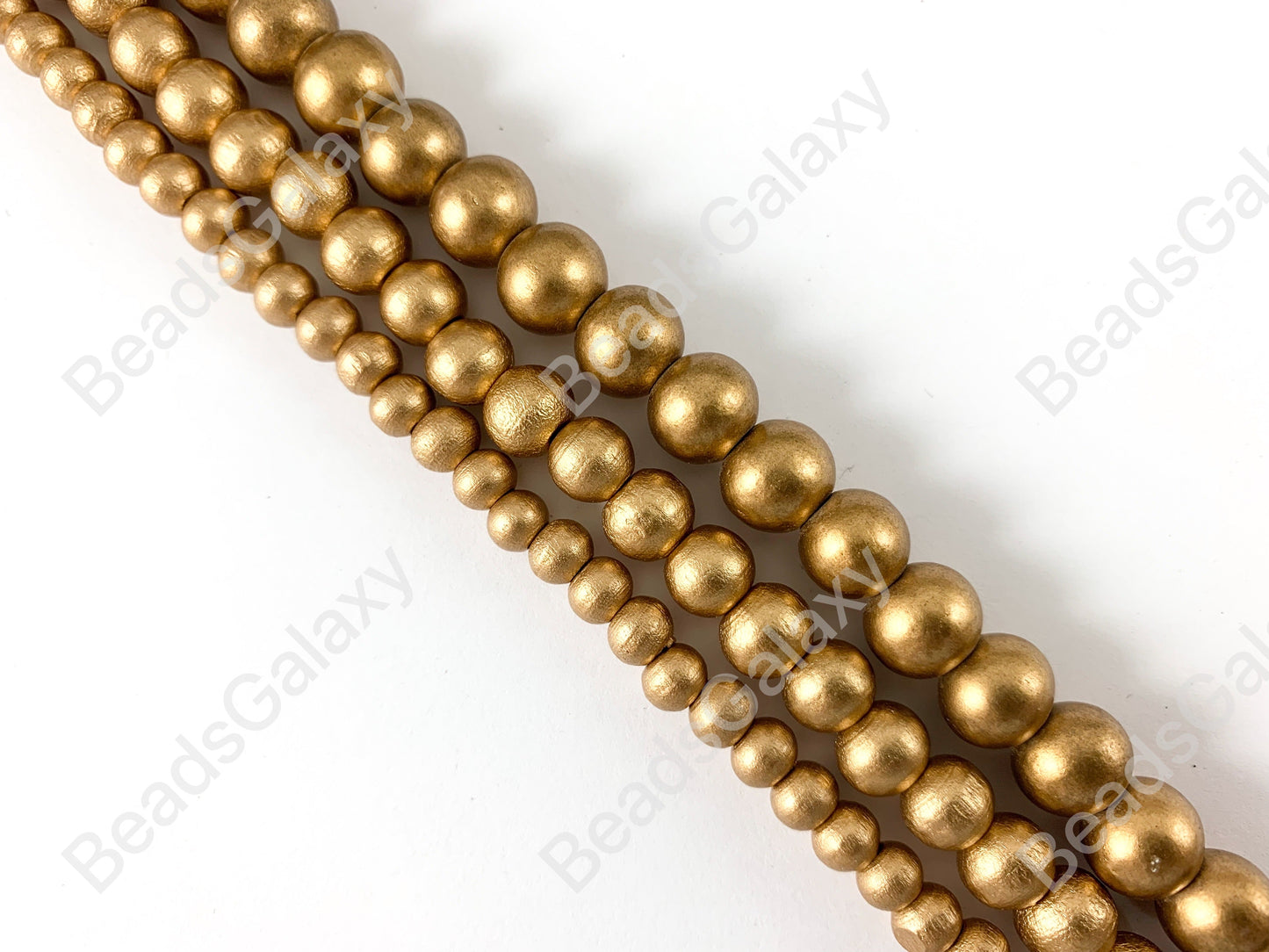 Gold Coated Wood Beads Round Smooth Natural Beads 15"-16"