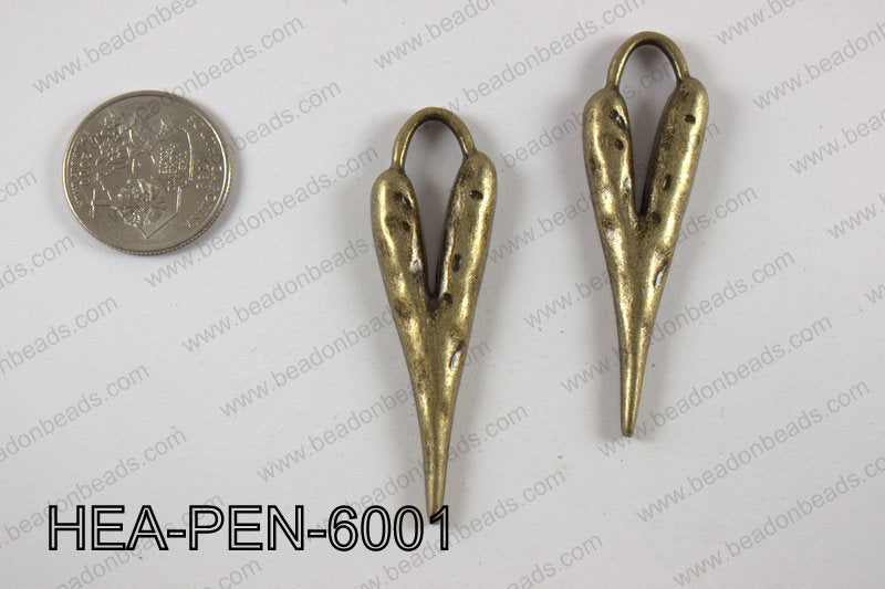 Pewter heart pendant 18x60mm, brass HEA-PEN-6001