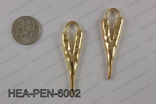Pewter heart pendant 18x60mm, light gold HEA-PEN-6002