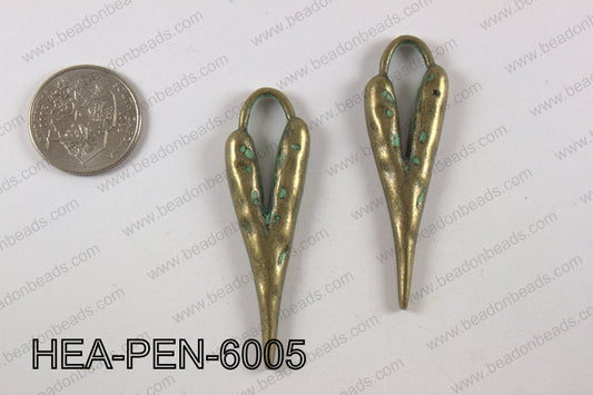 Pewter heart pendant 18x60mm, patina finish HEA-PEN-6005