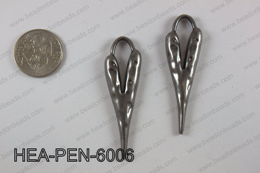 Pewter heart pendant 18x60mm, gun metal HEA-PEN-6006