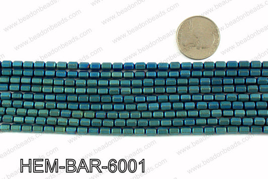 Matte metallic coated hematite 6x4mm HEM-BAR-6001