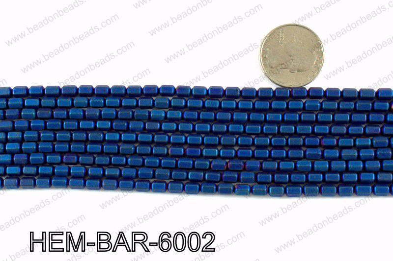 Matte metallic coated hematite 6x4mm HEM-BAR-6002