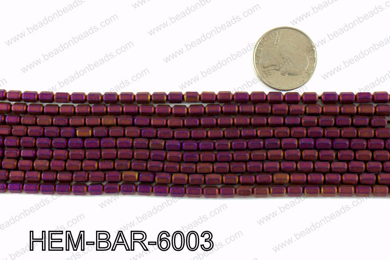 Matte metallic coated hematite 6x4mm HEM-BAR-6003