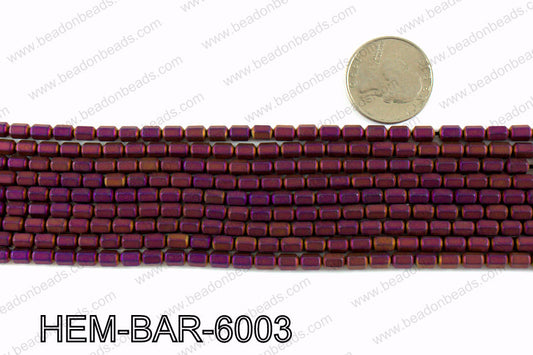 Matte metallic coated hematite 6x4mm HEM-BAR-6003
