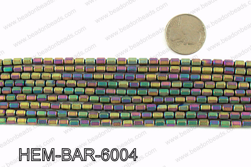 Matte metallic coated hematite 6x4mm HEM-BAR-6004