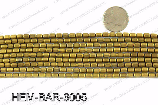 Matte metallic coated hematite 6x4mm HEM-BAR-6005