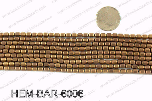 Matte metallic coated hematite 6x4mm HEM-BAR-6006