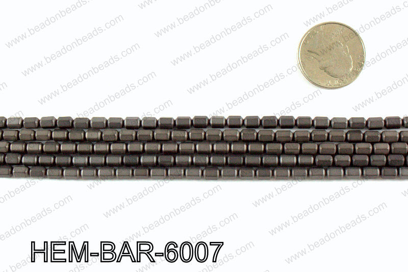Matte metallic coated hematite 6x4mm HEM-BAR-6007