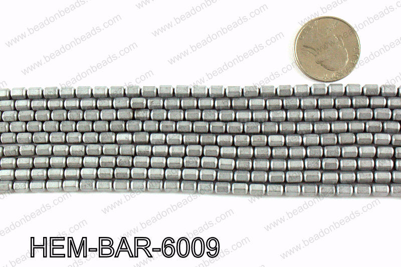 Matte metallic coated hematite 6x4mm HEM-BAR-6009