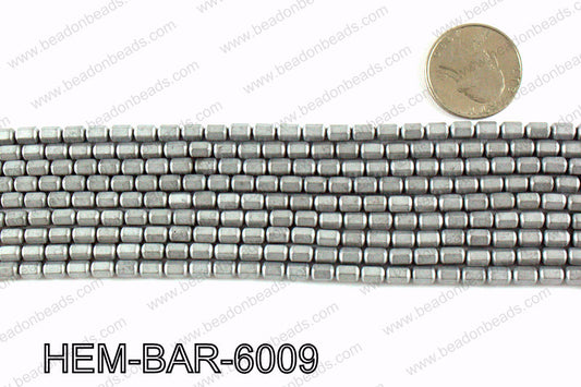 Matte metallic coated hematite 6x4mm HEM-BAR-6009