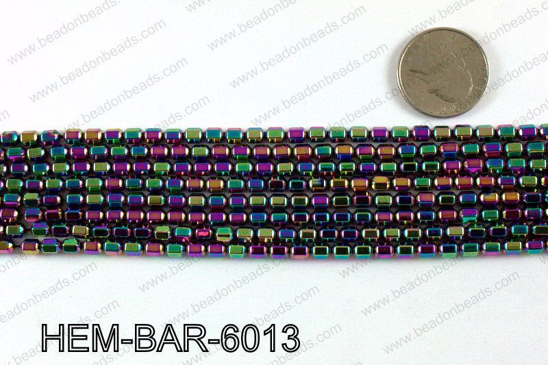 Metallic coated hematite 6x4mm HEM-BAR-6013