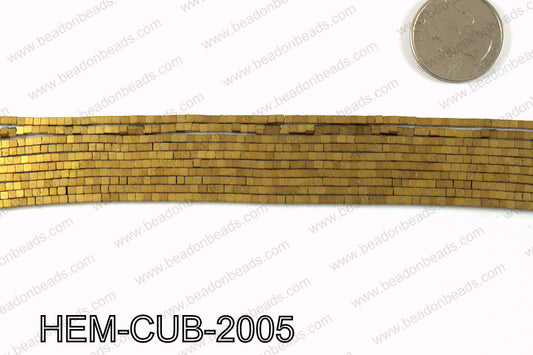 Matte metallic coated hematite 2x2mm HEM-CUB-2005