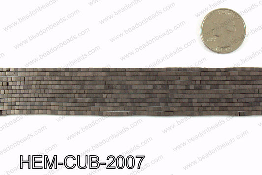 Matte metallic coated hematite 2x2mm HEM-CUB-2007