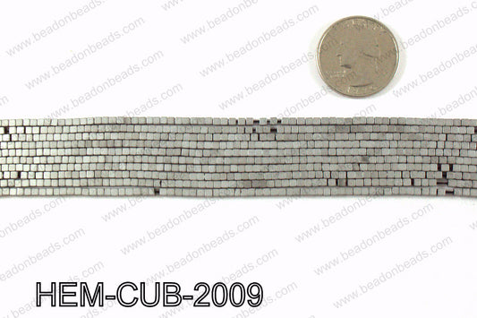 Matte metallic coated hematite 2x2mm HEM-CUB-2009