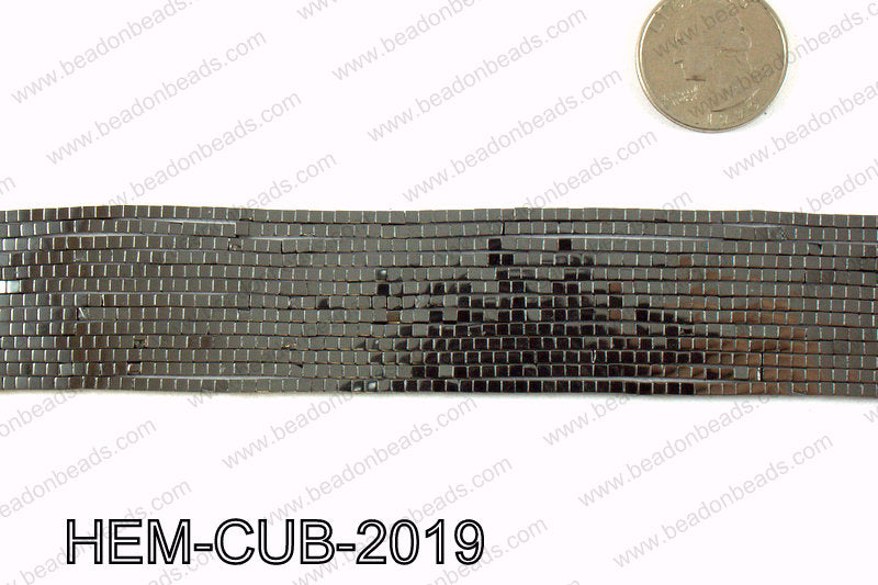 Metallic coated hematite 2x2mm HEM-CUB-2019