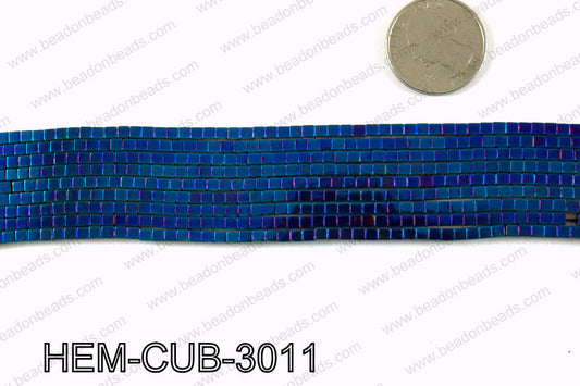 Metallic coated hematite 3x3mm HEM-CUB-3011