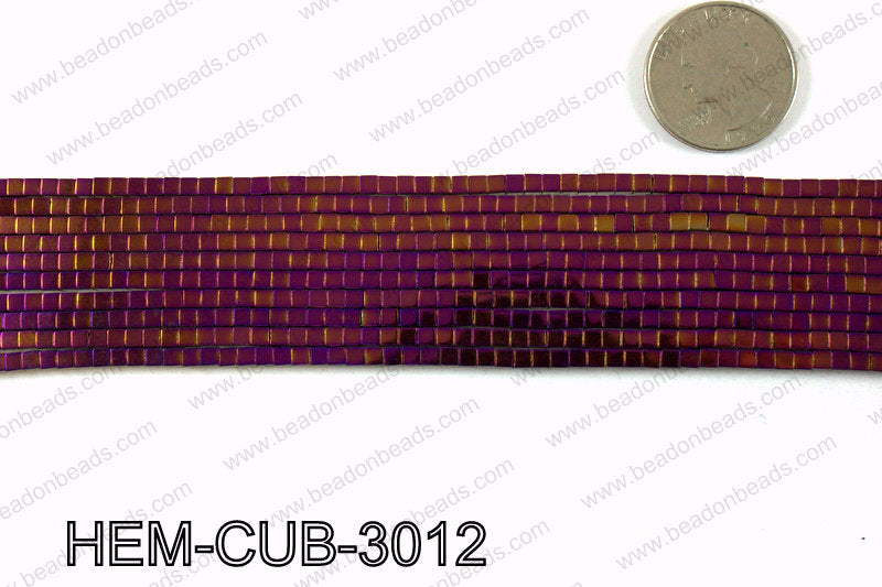 Metallic coated hematite 3x3mm HEM-CUB-3012