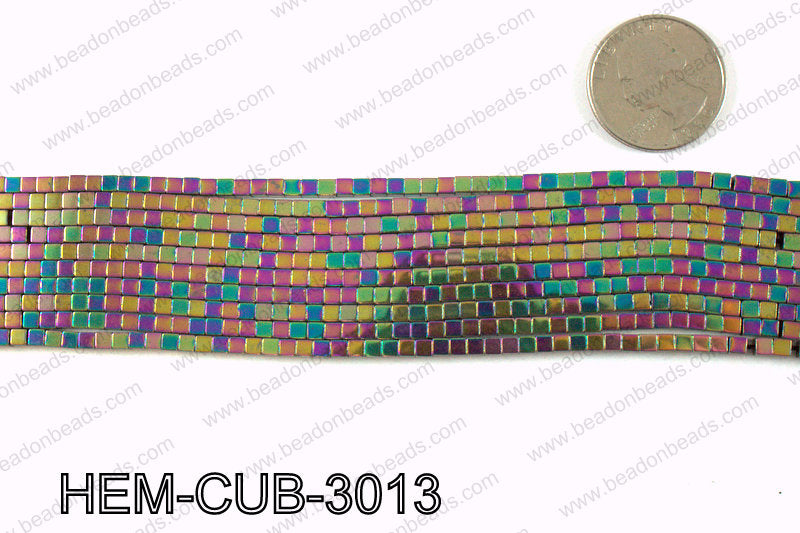 Metallic coated hematite 3x3mm HEM-CUB-3013