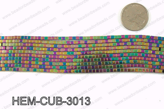 Metallic coated hematite 3x3mm HEM-CUB-3013