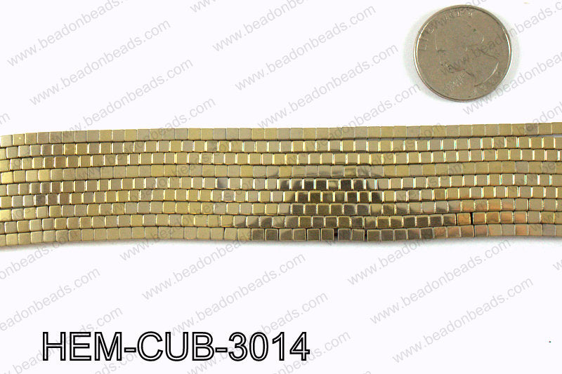 Metallic coated hematite 3x3mm HEM-CUB-3014