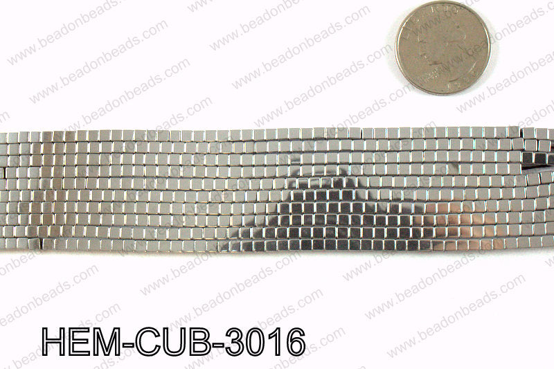 Metallic coated hematite 3x3mm HEM-CUB-3016