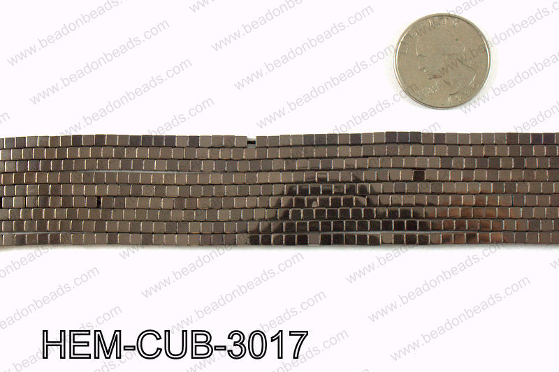 Metallic coated hematite 3x3mm HEM-CUB-3017