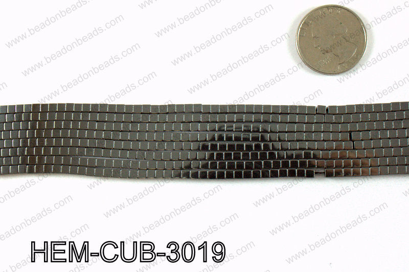 Metallic coated hematite 3x3mm HEM-CUB-3019