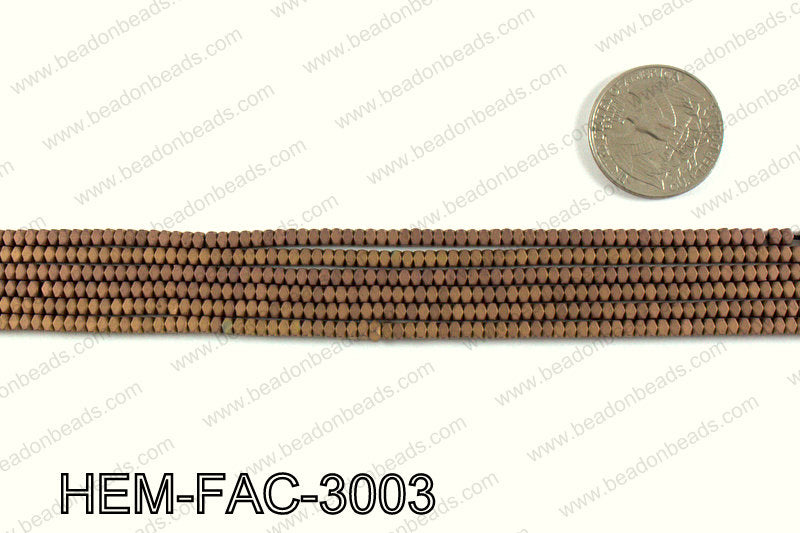 Matte metallic coated hematite 3x2mm HEM-FAC-3003