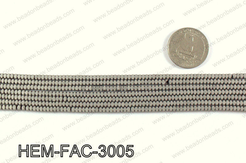 Matte metallic coated hematite 3x2mm HEM-FAC-3005