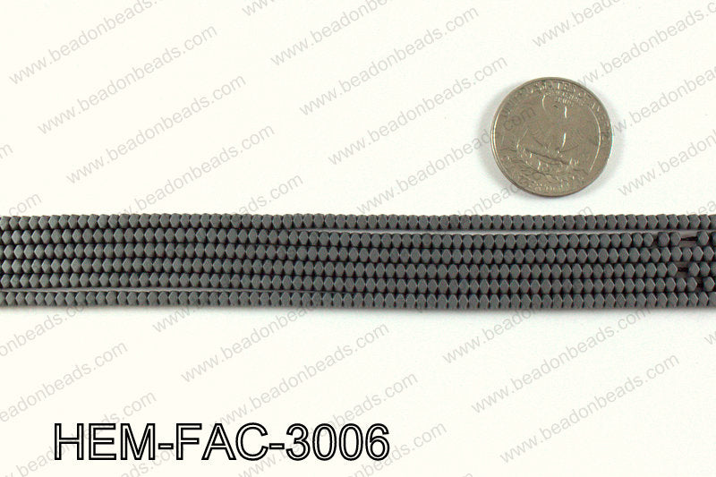 Matte metallic coated hematite 3x2mm HEM-FAC-3006