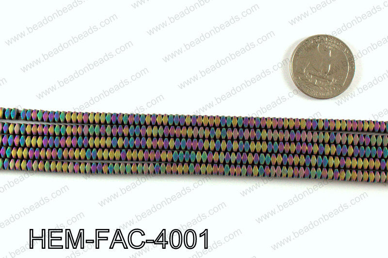 Matte metallic coated hematite 4x3mm HEM-FAC-4001