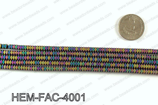 Matte metallic coated hematite 4x3mm HEM-FAC-4001