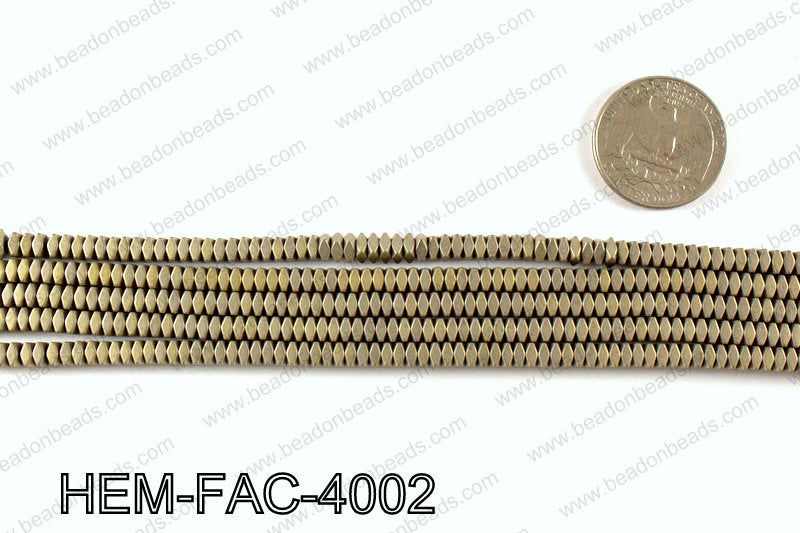 Matte metallic coated hematite 4x2mm HEM-FAC-4002