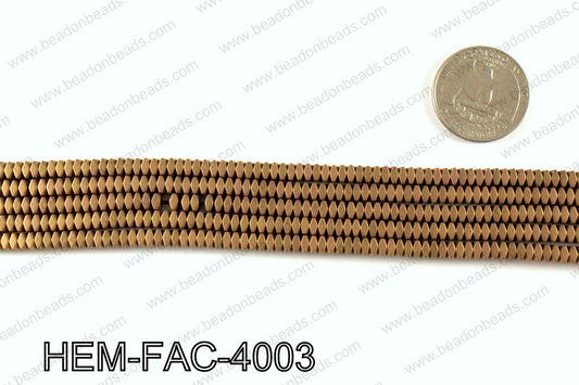 Matte metallic coated hematite 4x3mm HEM-FAC-4003