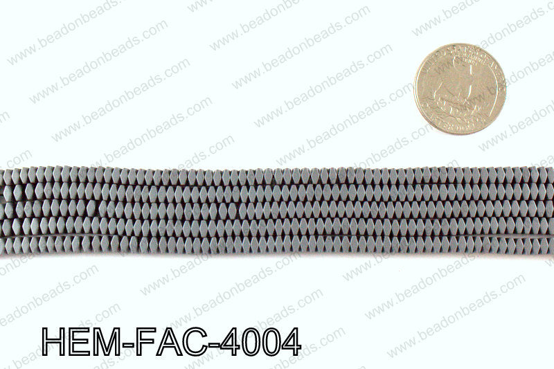 Matte metallic coated hematite 4x3mm HEM-FAC-4004