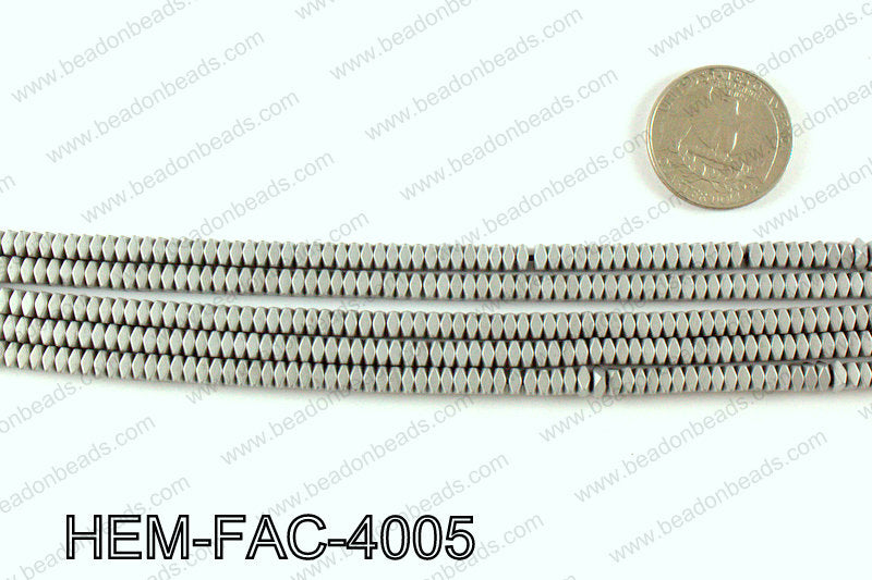 Matte metallic coated hematite 4x3mm HEM-FAC-4005