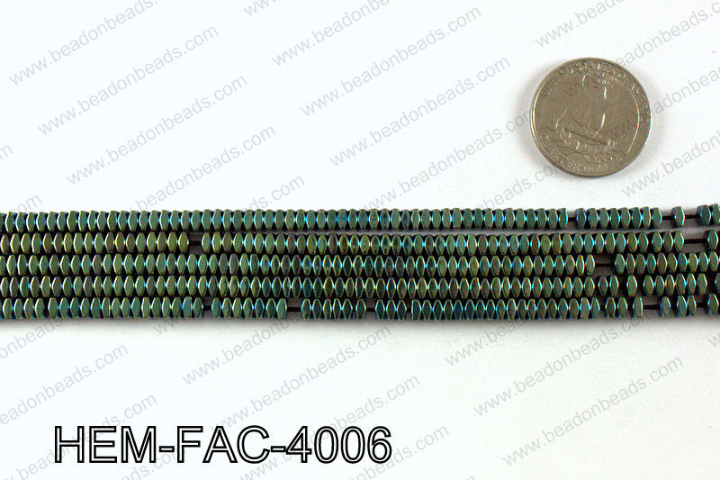 Metallic coated hematite 4x3mm HEM-FAC-4006