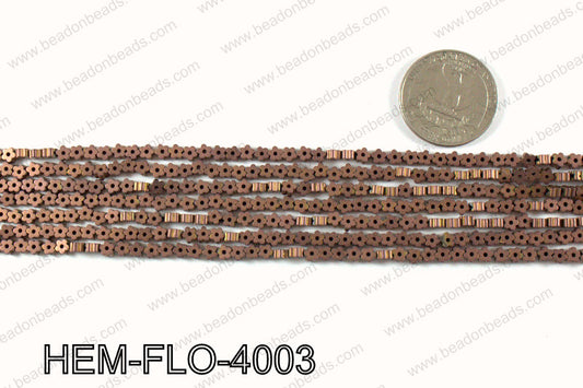 Matte metallic coated hematite 4x4mm HEM-FLO-4003