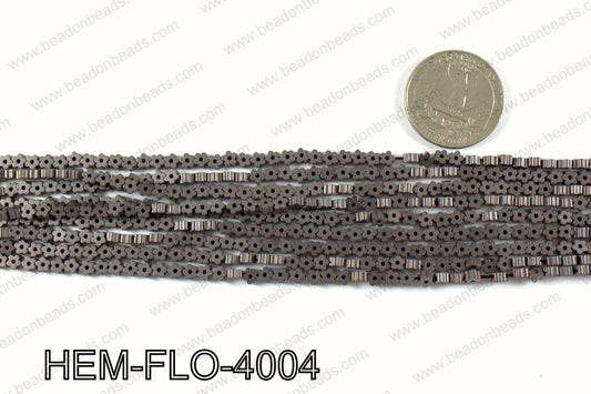 Matte metallic coated hematite 4x4mm HEM-FLO-4004