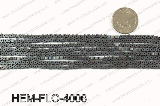 Matte metallic coated hematite 4x4mm HEM-FLO-4006