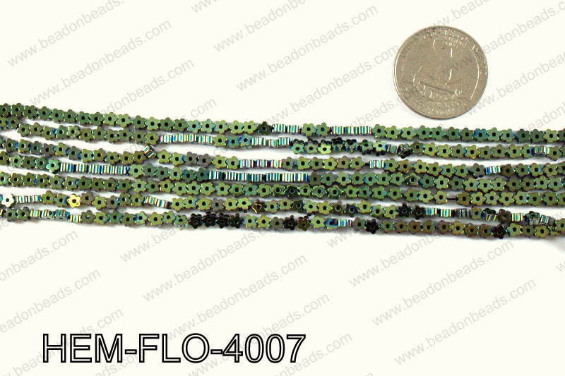 Metallic coated hematite 4x4mm HEM-FLO-4007