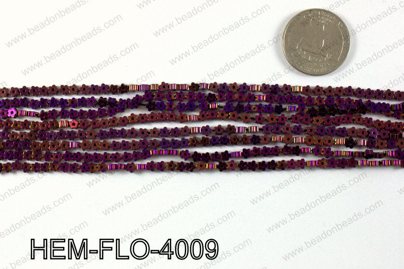 Metallic coated hematite 4x4mm HEM-FLO-4009