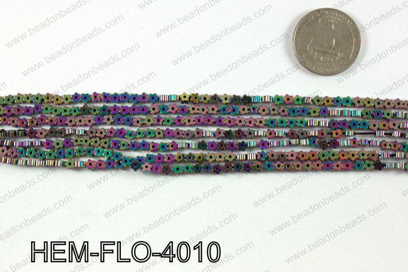 Metallic coated hematite 4x4mm HEM-FLO-4010