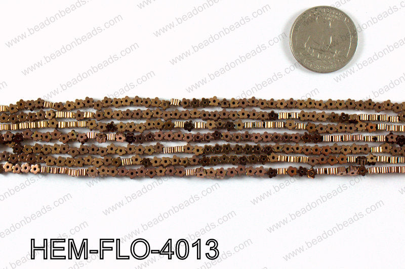 Metallic coated hematite 4x4mm HEM-FLO-4013