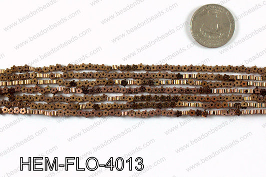 Metallic coated hematite 4x4mm HEM-FLO-4013