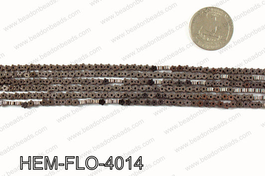Metallic coated hematite 4x4mm HEM-FLO-4014