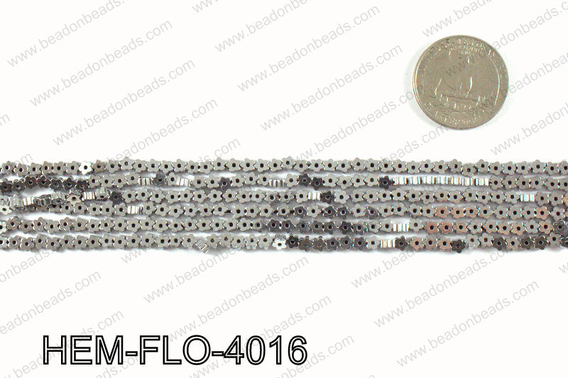 Metallic coated hematite 4x4mm HEM-FLO-4016